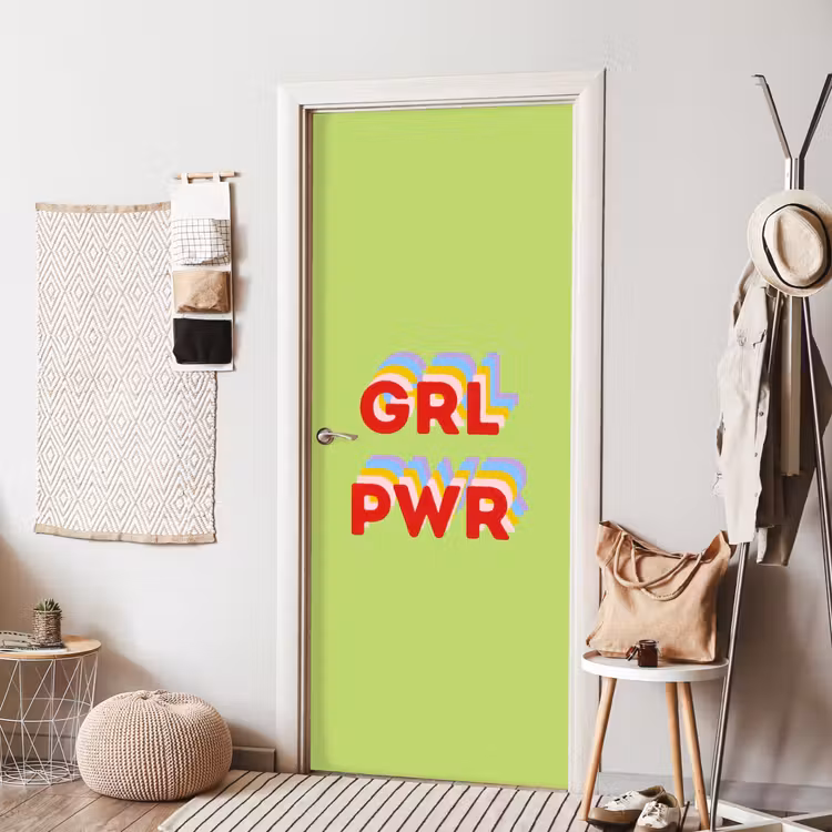 Grl pwr - Groen - Rood - 3D deurposter klein -sfeer6