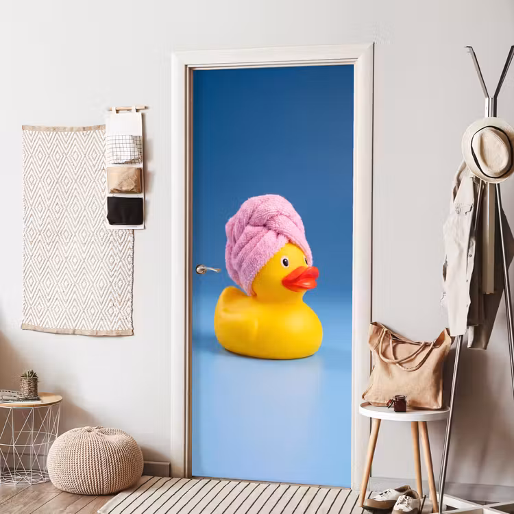 Badeend - Handdoek - Blauw deurposter klein -sfeer6