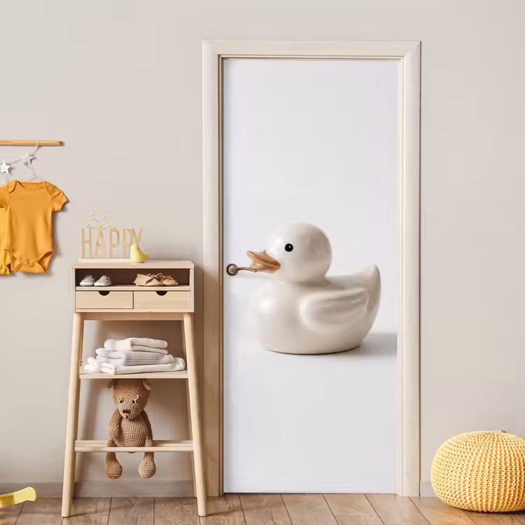Badeend - Minimalistisch - Wit deurposter klein -sfeer4