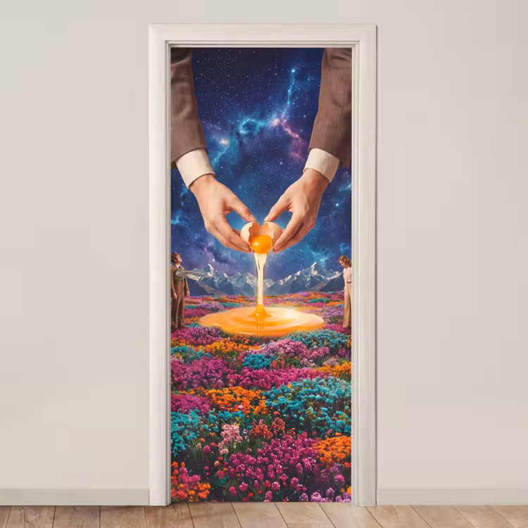 Türtapete - Hände – Ei – Surrealismus - Handen - Ei - Surrealisme deurposter klein