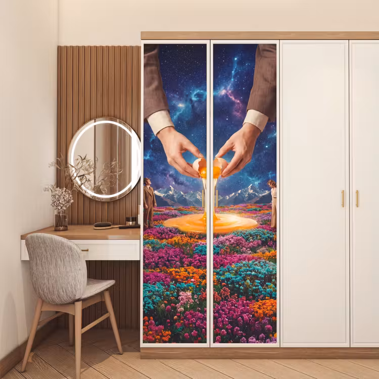 Türtapete - Hände – Ei – Surrealismus - Handen - Ei - Surrealisme deurposter klein