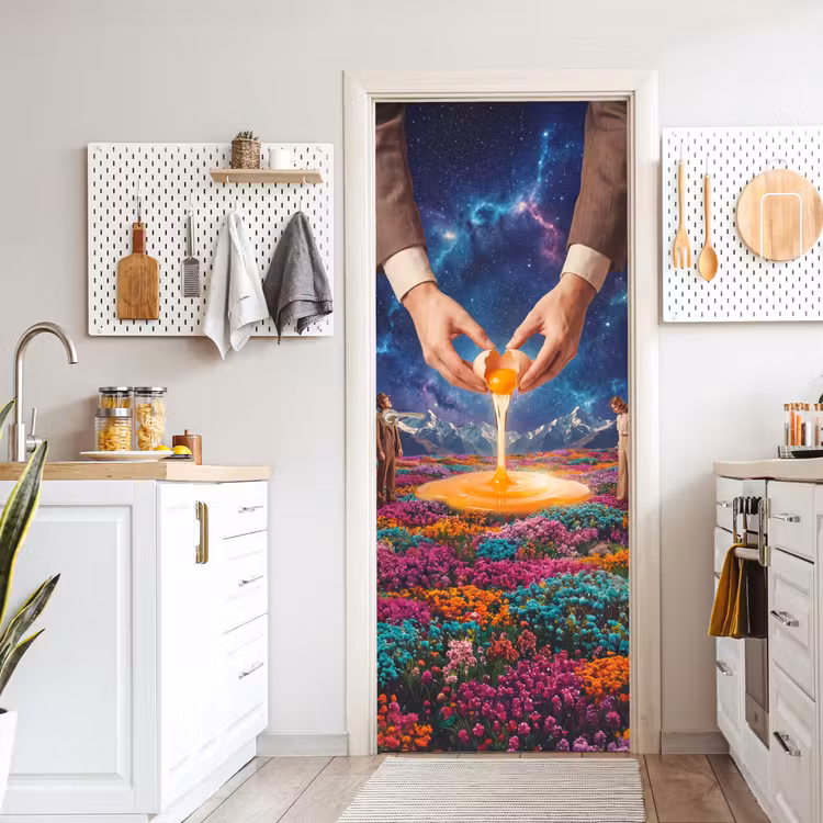 Türtapete - Hände – Ei – Surrealismus - Handen - Ei - Surrealisme deurposter klein
