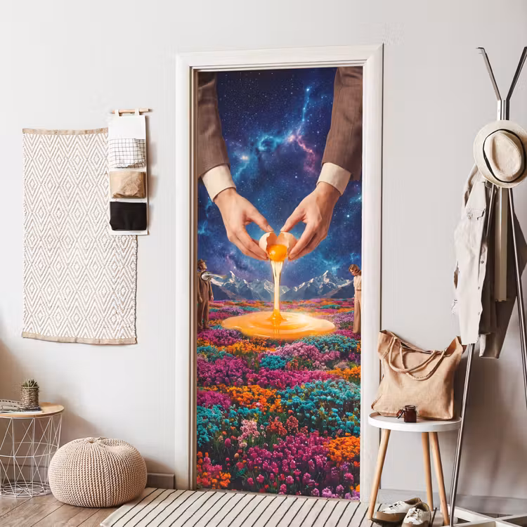 Türtapete - Hände – Ei – Surrealismus - Handen - Ei - Surrealisme deurposter klein