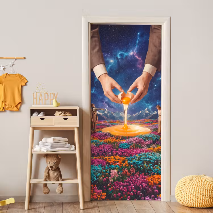 Türtapete - Hände – Ei – Surrealismus - Handen - Ei - Surrealisme deurposter klein