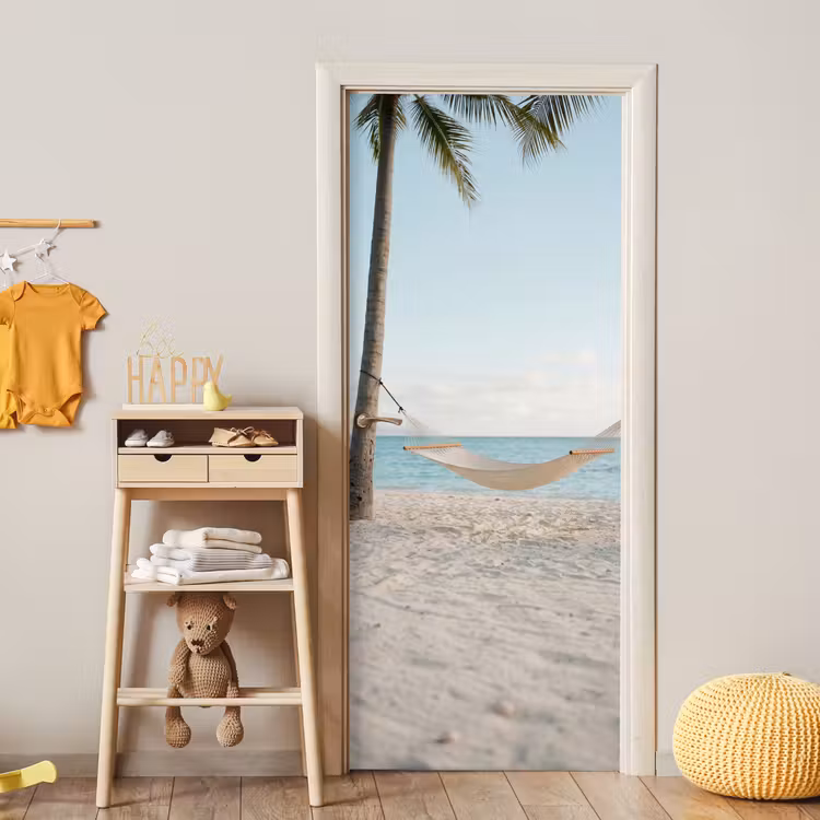 Hangmat - Strand - Wit deurposter klein -sfeer4