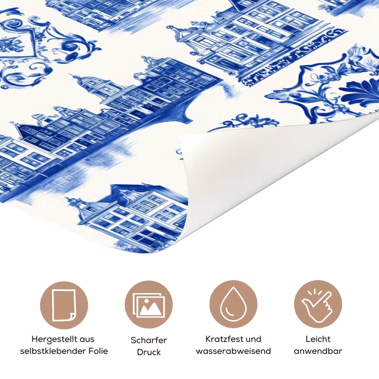 Huizen - Schepen - Blauw deurposter klein 289 -tcloseup_DE