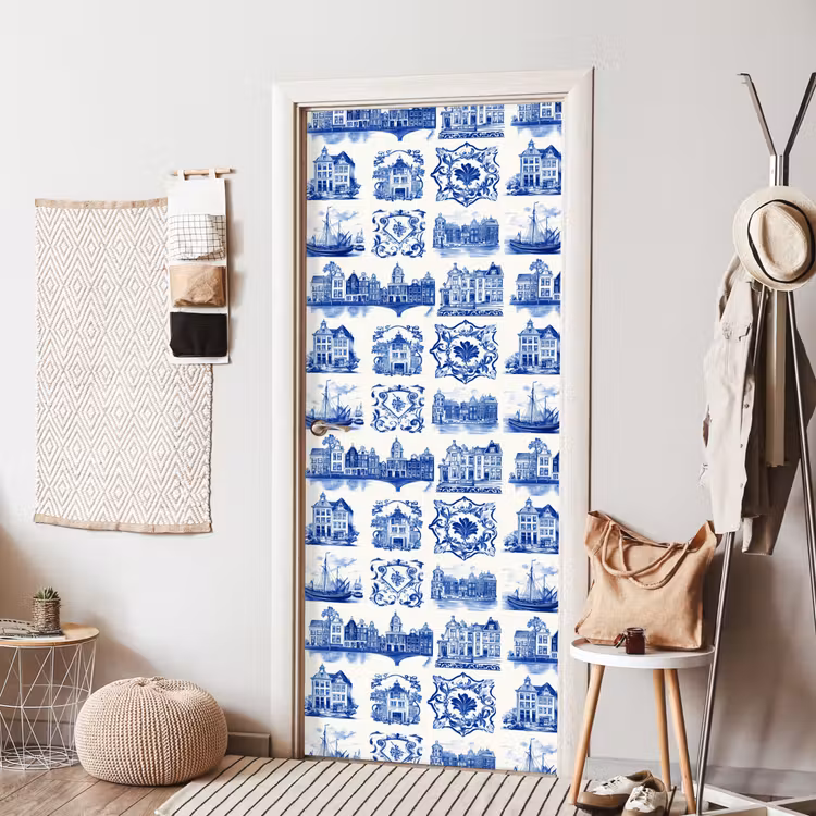 Huizen - Schepen - Blauw deurposter klein 289 -sfeer6