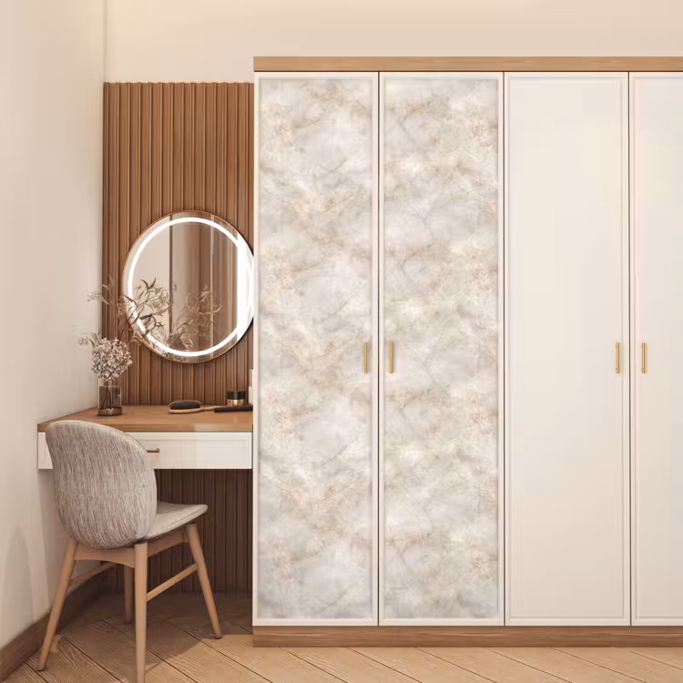 Lichtbeige - Goudbruine Nerven - Marmer deurposter klein 289 -sfeer3