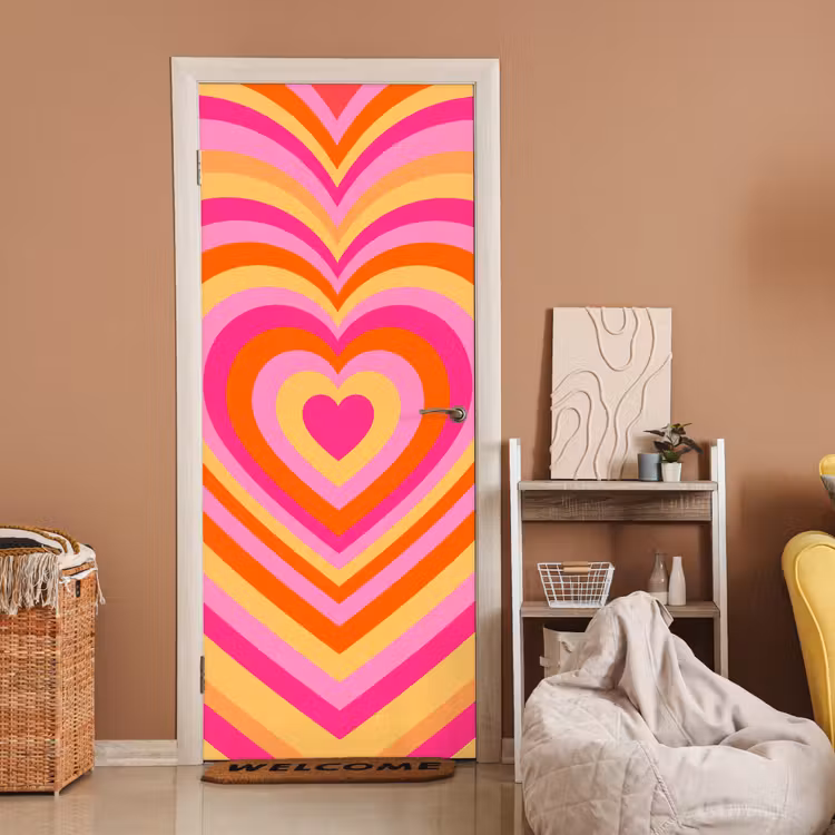 Hart - Concentrisch - Abstract - Liefde - Kleurrijk deurposter klein -sfeer1