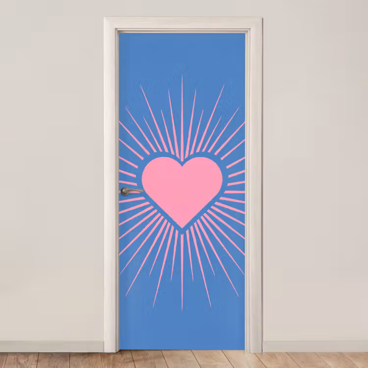 Hart - Stralen - Liefde - Modern - Roze deurposter klein -3d_beige