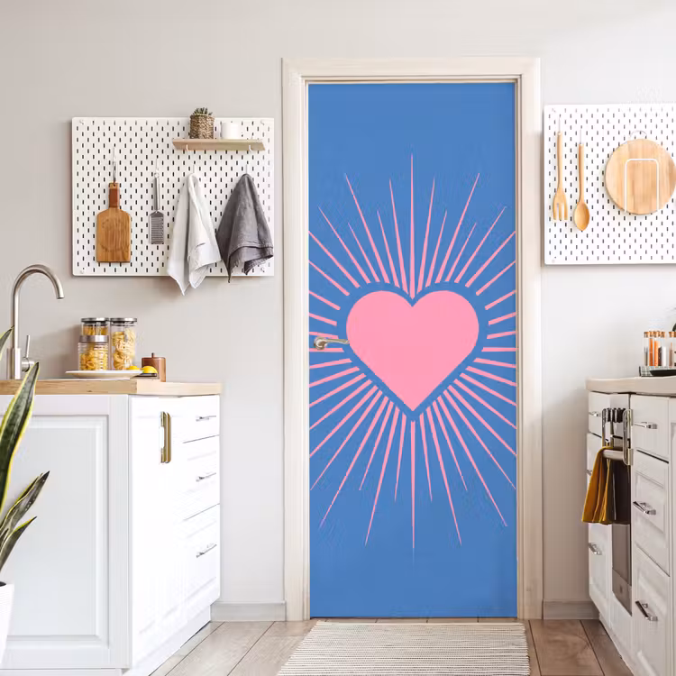 Hart - Stralen - Liefde - Modern - Roze deurposter klein -sfeer5