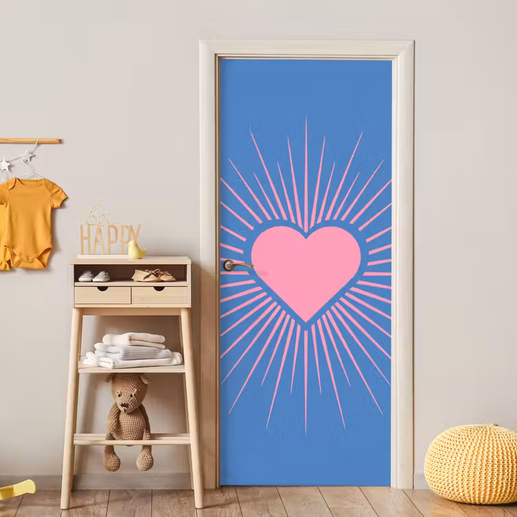 Hart - Stralen - Liefde - Modern - Roze deurposter klein -sfeer4