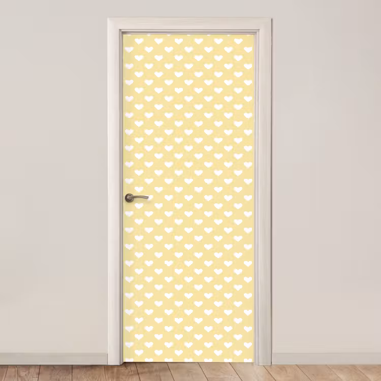Hartjes - Patroon - Geel deurposter klein 289 -3d_beige