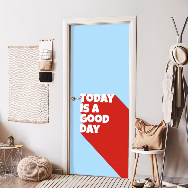 Today is a good day - Rood - lichtblauw deurposter klein -sfeer6