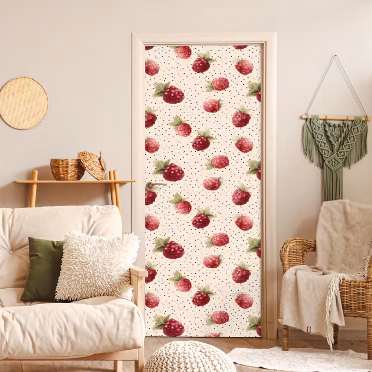 Framboos - Stippen - Rood deurposter klein 289 -sfeer2