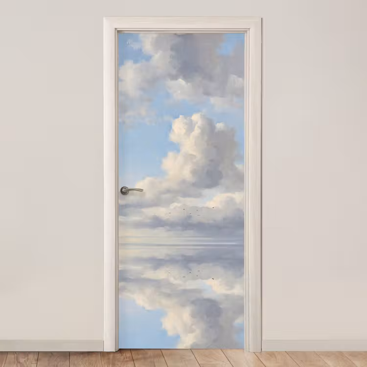 Lucht - Wolken - Natuur - Klassiek - Blauw deurposter klein -3d_beige