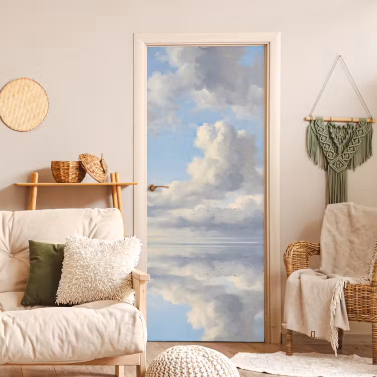 Lucht - Wolken - Natuur - Klassiek - Blauw deurposter klein -sfeer2