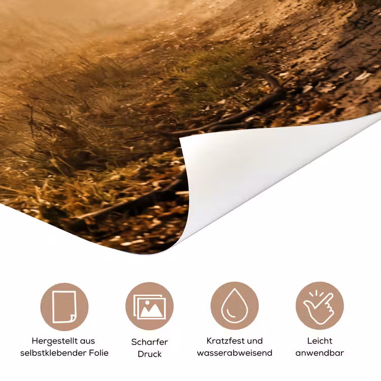 Hert - Bos - Mistig - Natuur - Goud deurposter klein -tcloseup_DE