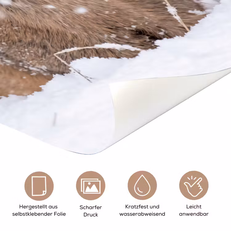 Hert - Sneeuw - Bos - Dieren - Vertederend deurposter klein -tcloseup_DE