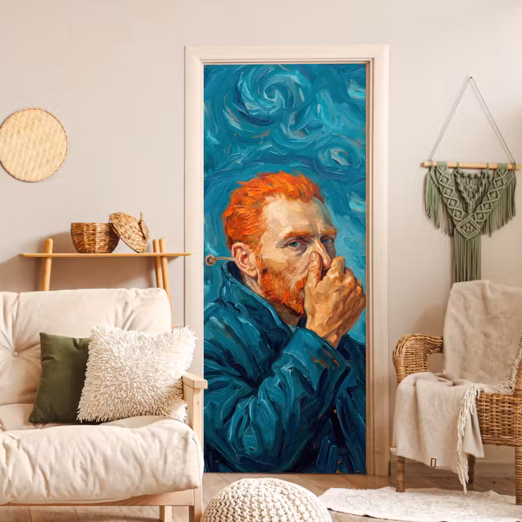 Portret - Klassiek - Blauw deurposter klein -sfeer2