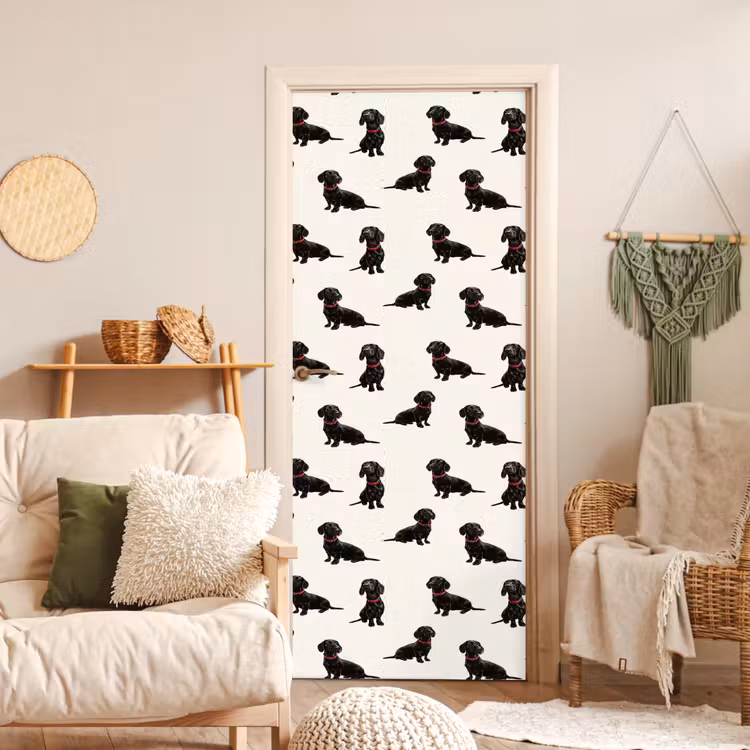 Hond - Patroon - Zwart deurposter klein 289 -sfeer2