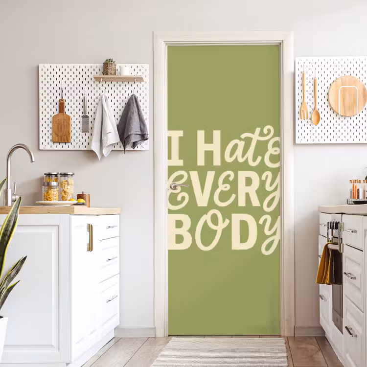 I hate everybody - Groen - Retro deurposter klein -sfeer5