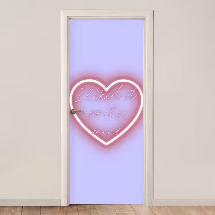 I liked it so it's mine - Neon hart - Paars deurposter klein -3d_beige