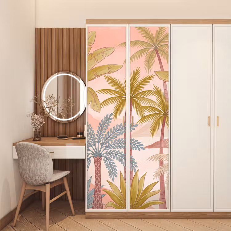 Illustratie - Palmbomen - Kleurrijk deurposter klein -sfeer3