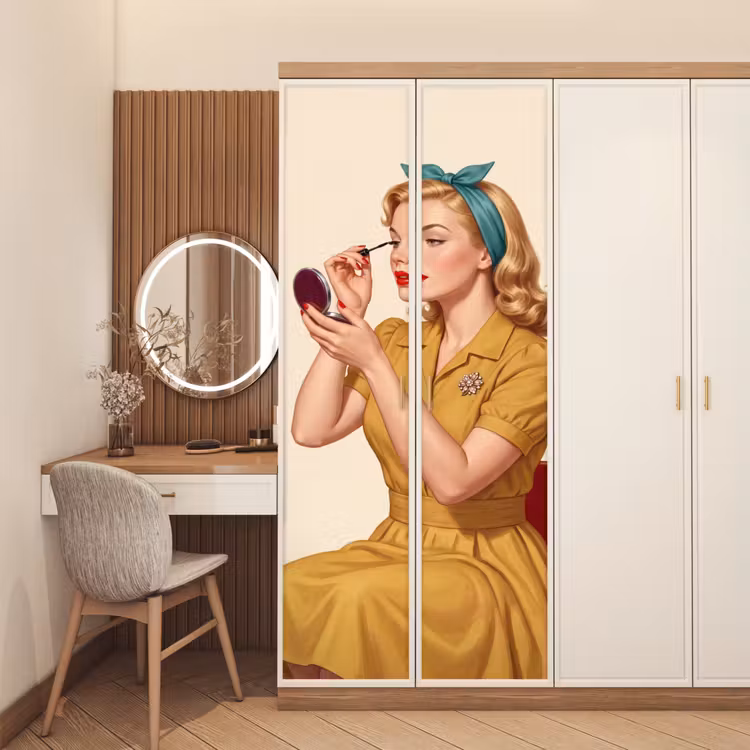 Illustratie - Mascara - Vrouw - Geel deurposter klein -sfeer3