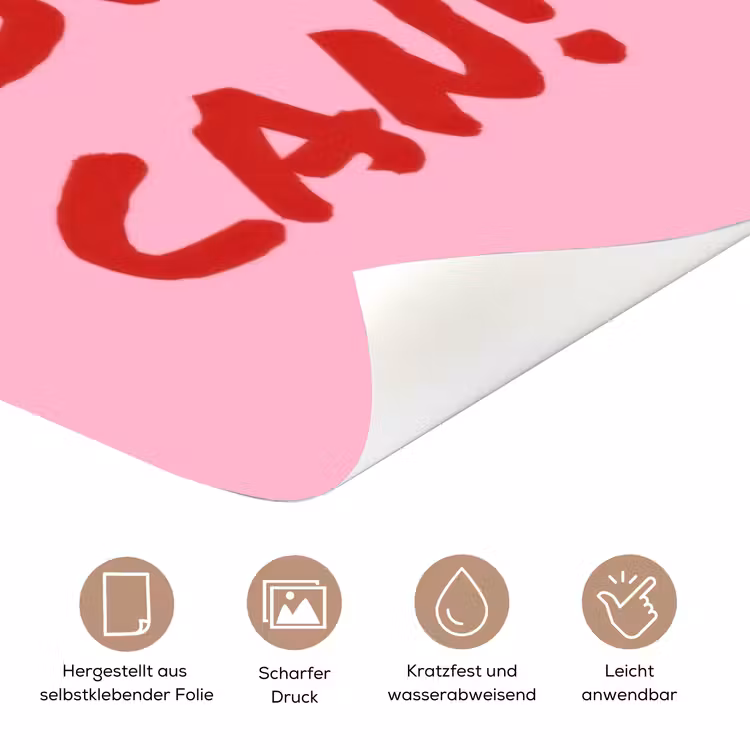 Yes you can do it - Rood - Roze deurposter klein -tcloseup_DE