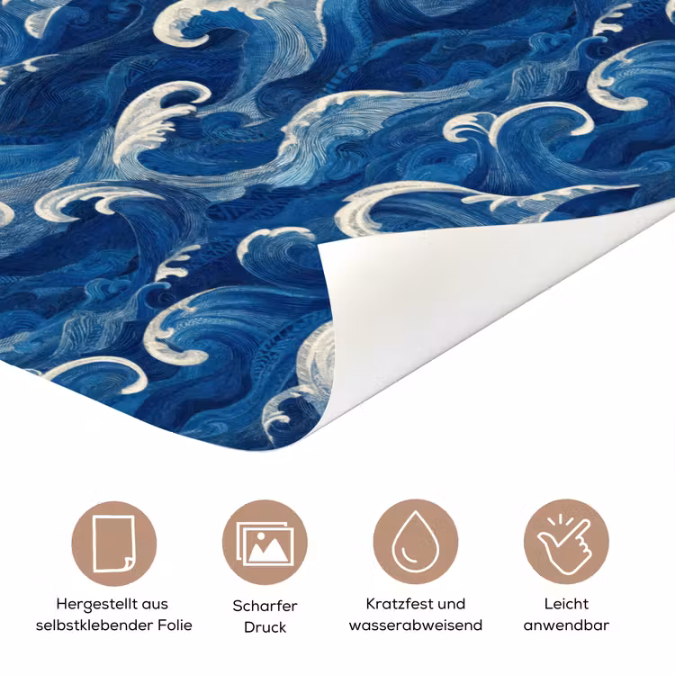 Japans - Oceaan - Golven - Blauw deurposter klein 289 -tcloseup_DE