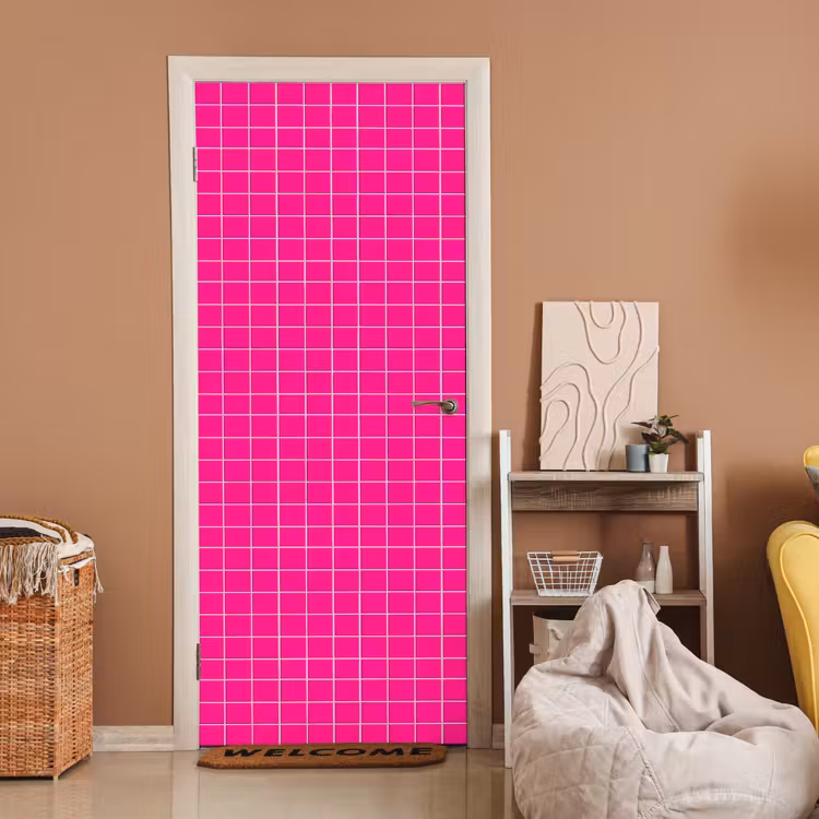 Tegels - Vierkant - Fuchsia deurposter klein 289 -sfeer1