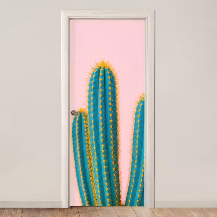 Cactussen - Modern - Pastel deurposter klein -3d_beige