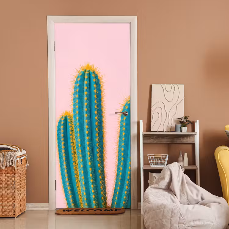 Cactussen - Modern - Pastel deurposter klein -sfeer1