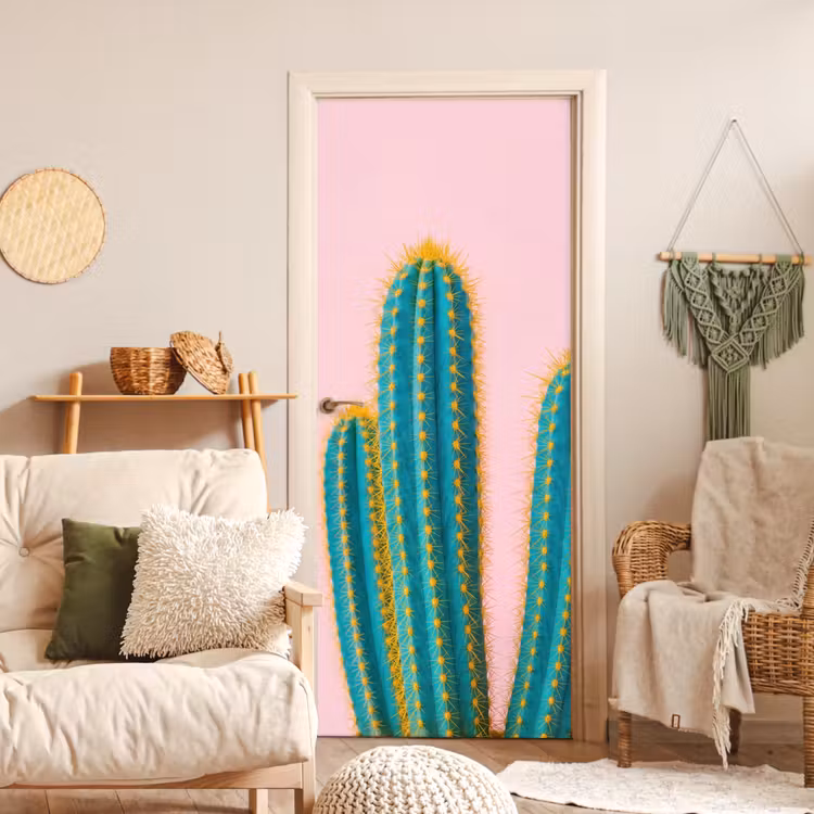 Cactussen - Modern - Pastel deurposter klein -sfeer2