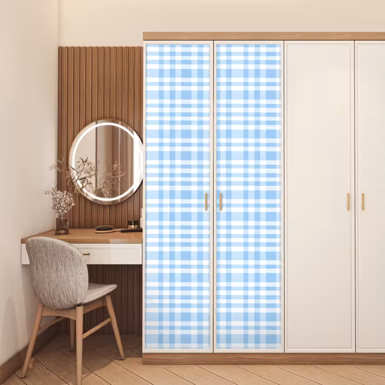Ruit - Patroon - Blauw deurposter klein 289 -sfeer3