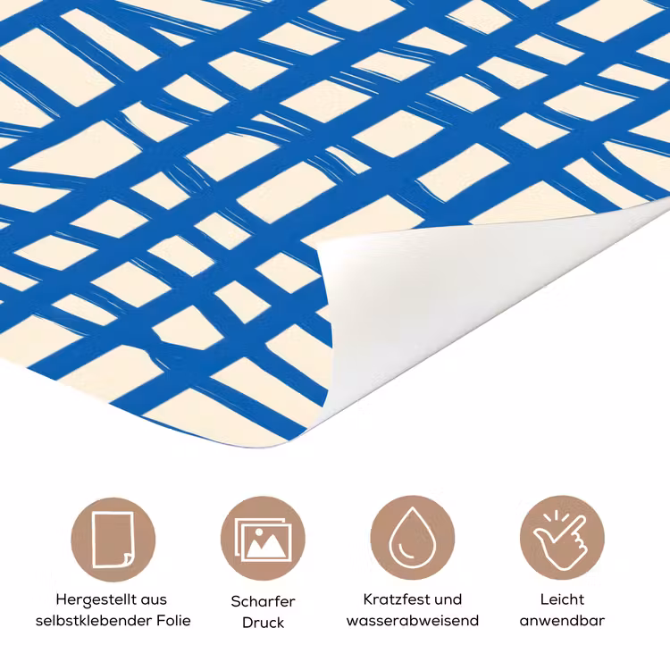 Ruitpatroon - Blauw - Crème deurposter klein 289 -tcloseup_DE