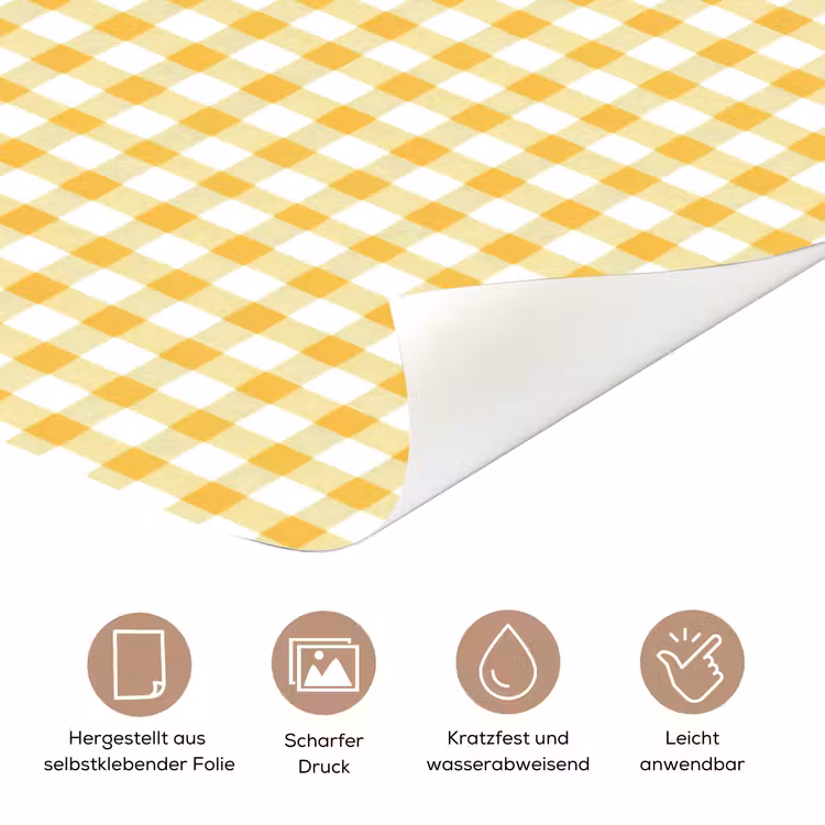 Ruit - Gingham - Klassiek - Geel en Wit deurposter klein 289 -tcloseup_DE