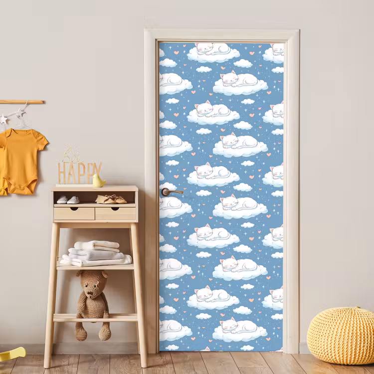 Kitten - Wolken - Blauw deurposter klein 289 -sfeer4