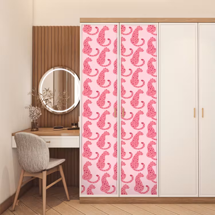 Kat - Gevlekt - Dieren - Patroon - Roze deurposter klein -sfeer3