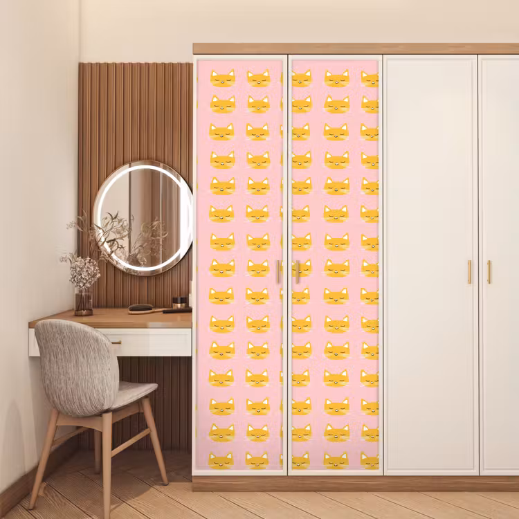 Katten - Patroon - Roze deurposter klein 289 -sfeer3