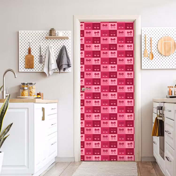 Kersen - Strikjes - Speels - Roze - Bordeaux deurposter klein 289 -sfeer5