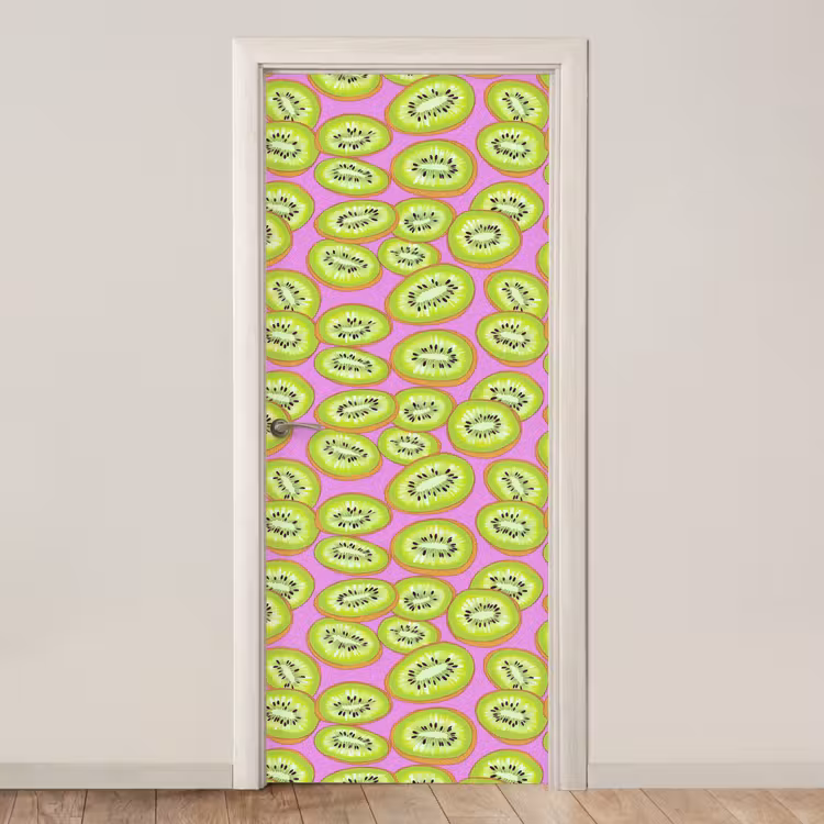 Kiwi - Speels - Groen deurposter klein 289 -3d_beige