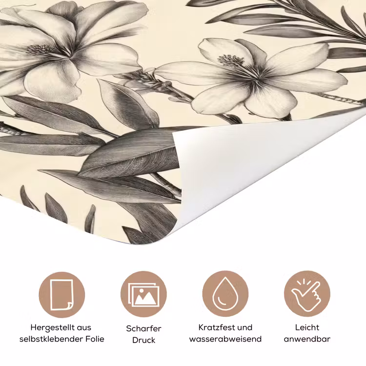 Klassiek - Botanisch - Zwart - Beige deurposter klein 289 -tcloseup_DE