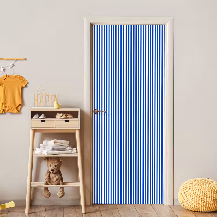 Klassiek - Strepen - Blauw deurposter klein 289 -sfeer4