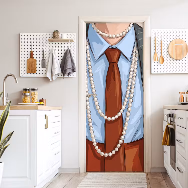 Kleding - Strik - Parels - Klassiek - Mode deurposter klein -sfeer5