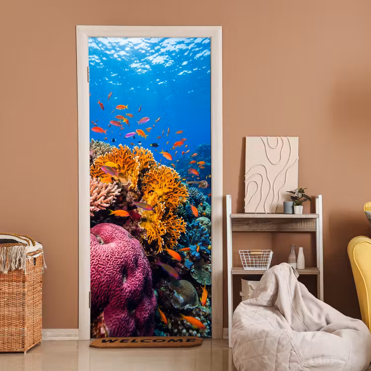 Koraal - Vissen - Oceaan - Natuur - Kleurrijk deurposter klein -sfeer1