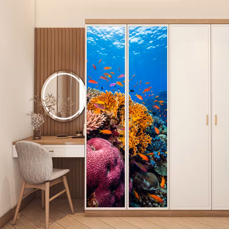 Koraal - Vissen - Oceaan - Natuur - Kleurrijk deurposter klein -sfeer3