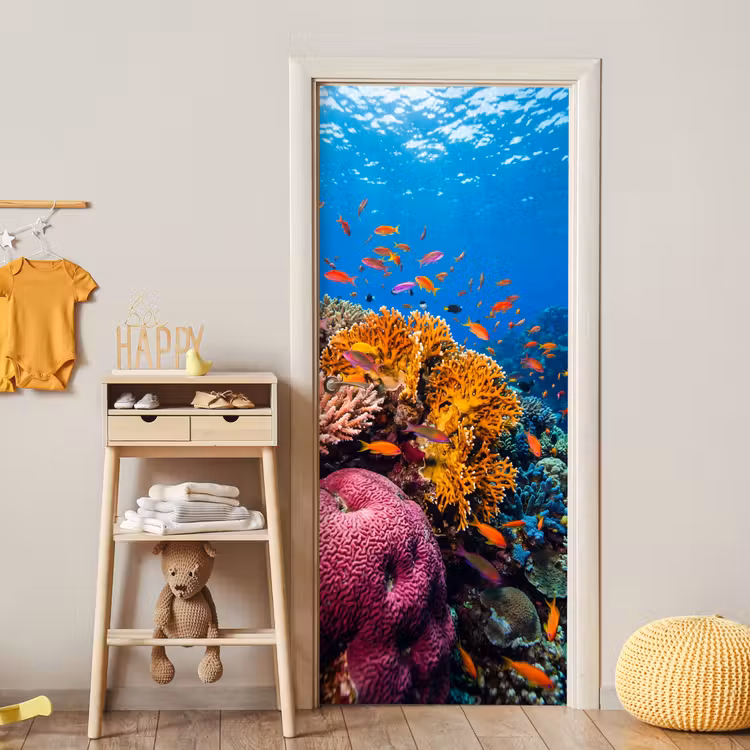 Koraal - Vissen - Oceaan - Natuur - Kleurrijk deurposter klein -sfeer4