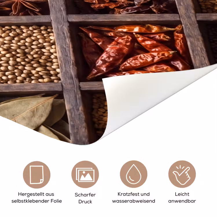 Türtapete - Kräuter – Holz – Essen - Kruiden - Houten - Eten deurposter klein